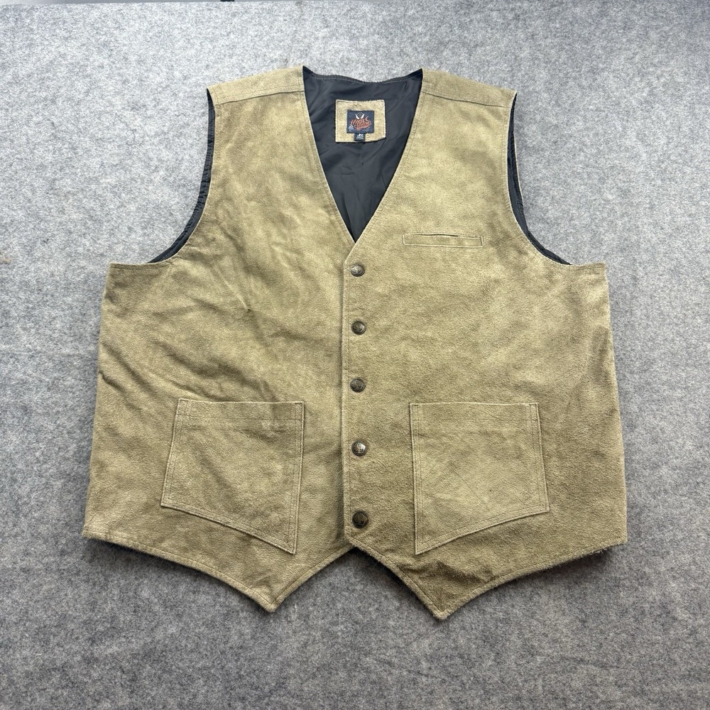 Moonshine Spirit Suede Leather Vest Mens XL Beige Tan Western Cowboy Snap